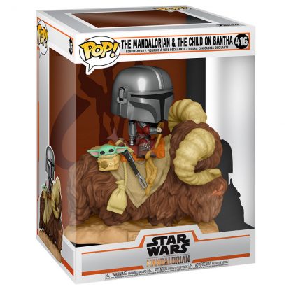 POP figure Star Wars The Mandalorian Mando on Bantha with Child in Bag - Image 3