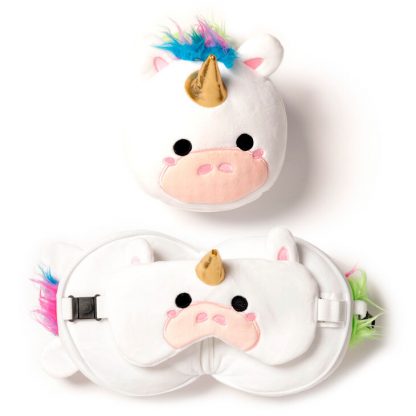 Relaxeazzz Unicorn travel pillow eye mask